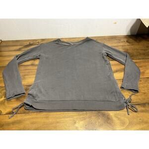 Majestic Filatures Shirt Women's Size 2 Gray Deluxe Long Sleeve Top Ties